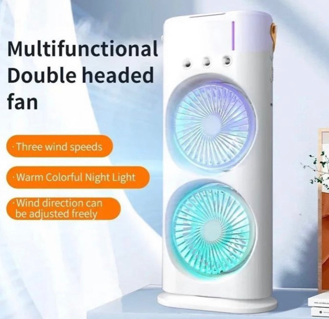 Rechargeable Automatic Rotating Dual Double Spray Mist Fan with Lightening Effects (with Box Packing)