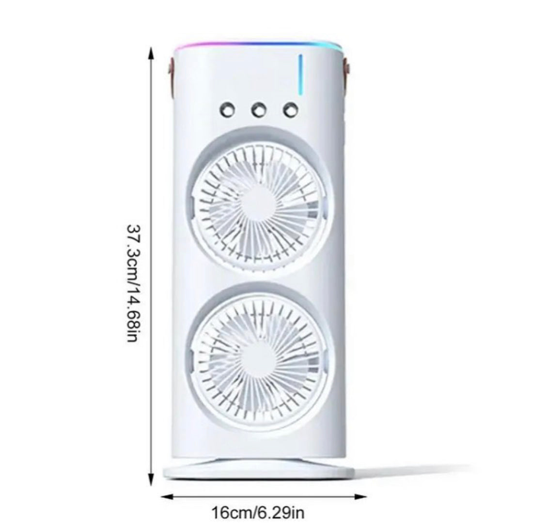 Rechargeable Automatic Rotating Dual Double Spray Mist Fan with Lightening Effects (with Box Packing)